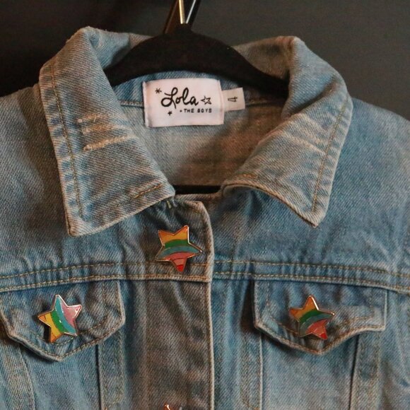 Lola + the Boys Rainbow Unicorn Denim Jacket - Picture 2 of 5